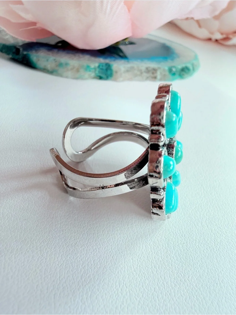 Turquoise Floral Statement Ring - Women's Jewelry